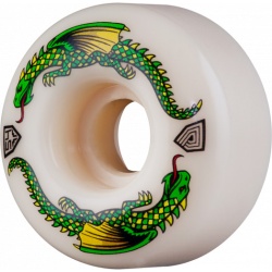 Powell Peralta Dragon Skateboard wheels in white with a green dragon graphic