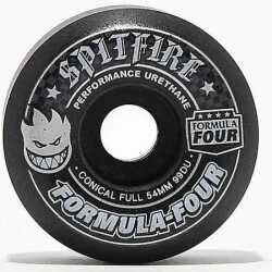 Spitfire Formula Four 54mm conical 99D skateboard wheels black.