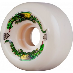 Powell Peralta Dragon Skateboard wheels in white with a green dragon graphic